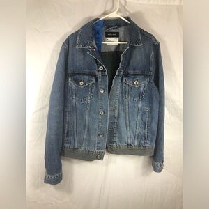 Purple Brand Mens Washed Indigo and Black Framis Fray Denim Jacket size M